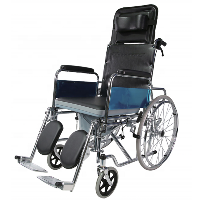 DRIFTMEDIAID Advanced Steel Wheelchair with United Brake, Commode, Backrest Reclining 90-180Â°