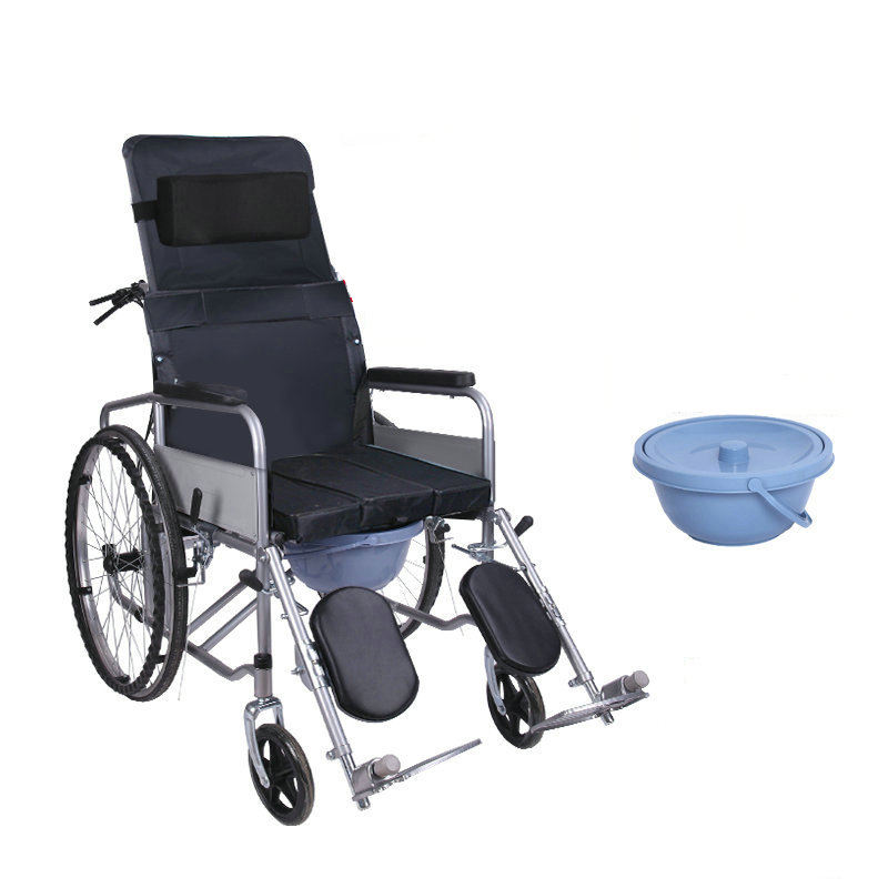 DRIFTMEDIAID Advanced Steel Wheelchair with United Brake, Commode, Backrest Reclining 90-180Â°