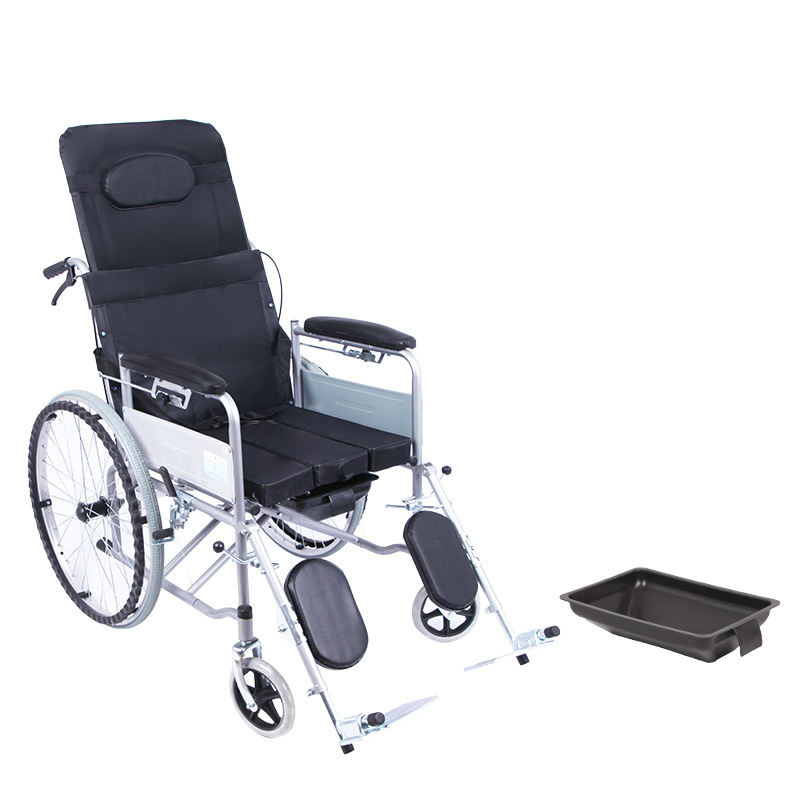 DRIFTMEDIAID Advanced Steel Wheelchair with United Brake, Commode, Backrest Reclining 90-180Â°