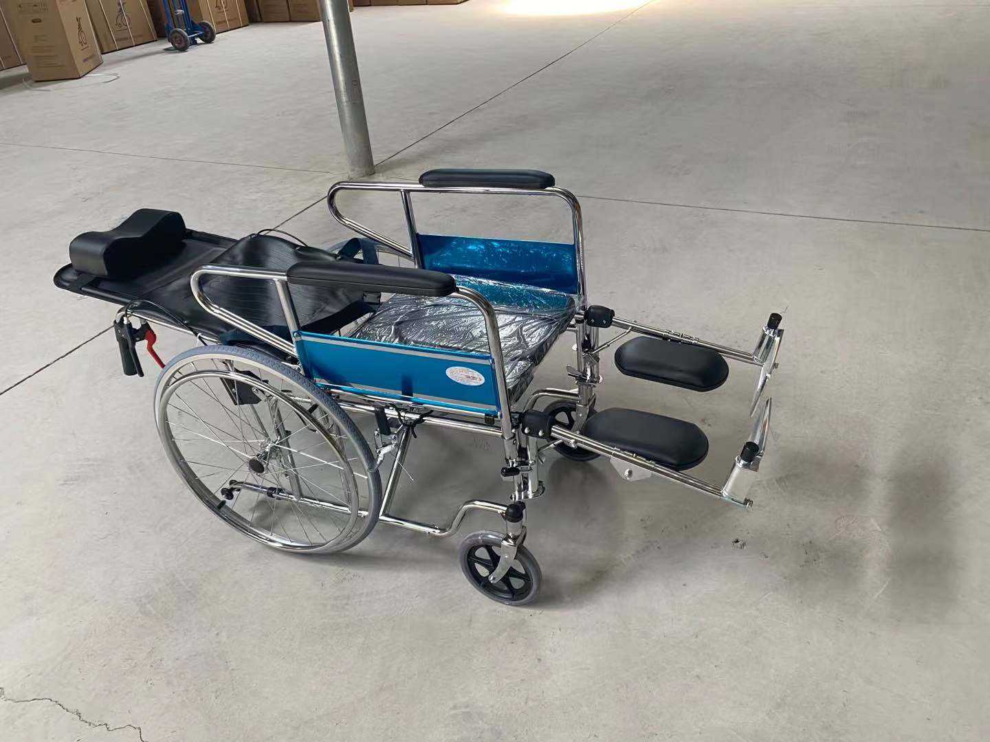 DRIFTMEDIAID Advanced Steel Wheelchair with United Brake, Commode, Backrest Reclining 90-180Â°